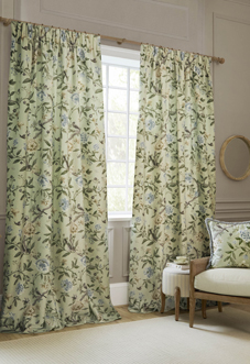 Porcelain Garden Pencil Pleat, Sage - Ready Made Curtains